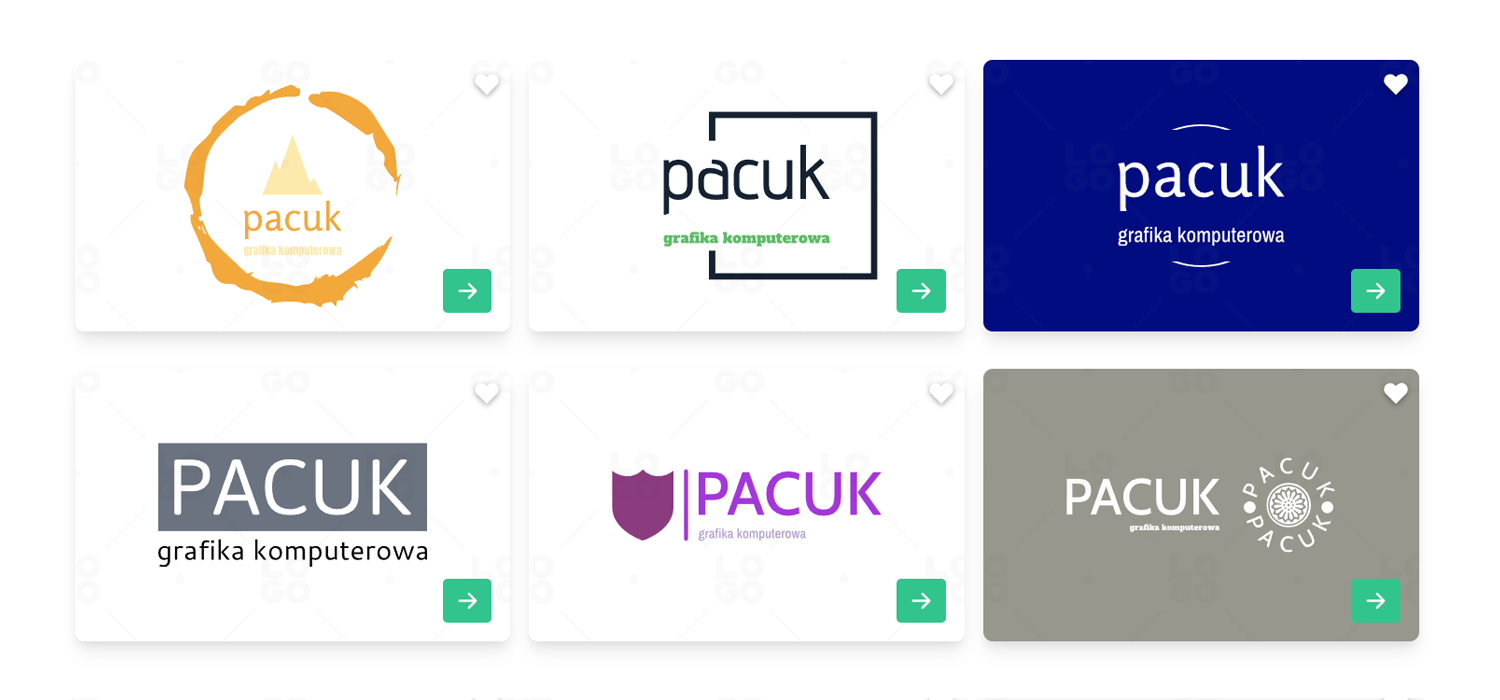 Przykłady wygenerowanych logo przez generator Logo.com