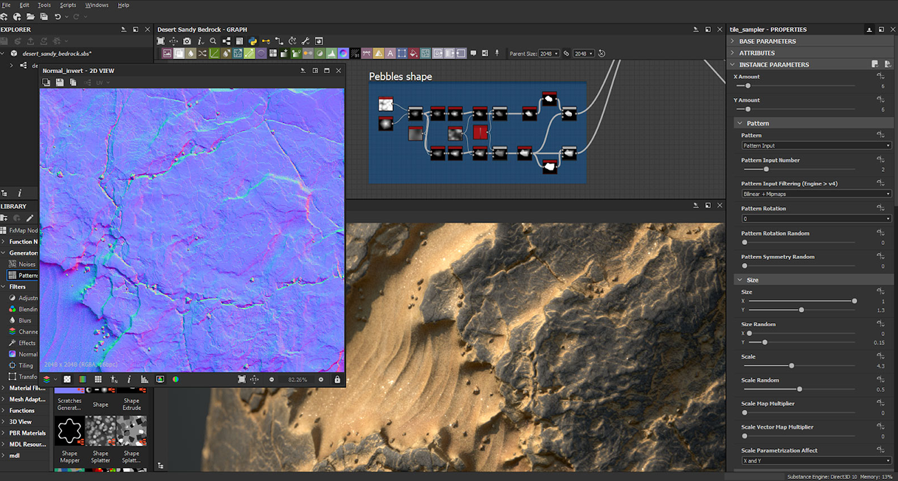 Interface narzędzia Adobe Substance Designer
