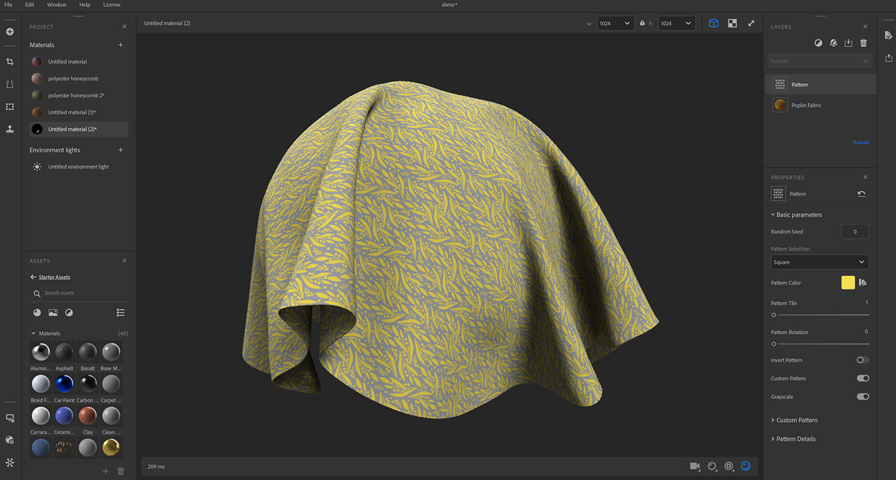 Interface narzędzia Adobe Substance Sampler